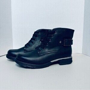 NWOT, Dream Pairs,‎ Lace Up Ankle Boots, Booties, Buckle detail, Size 10 Black*